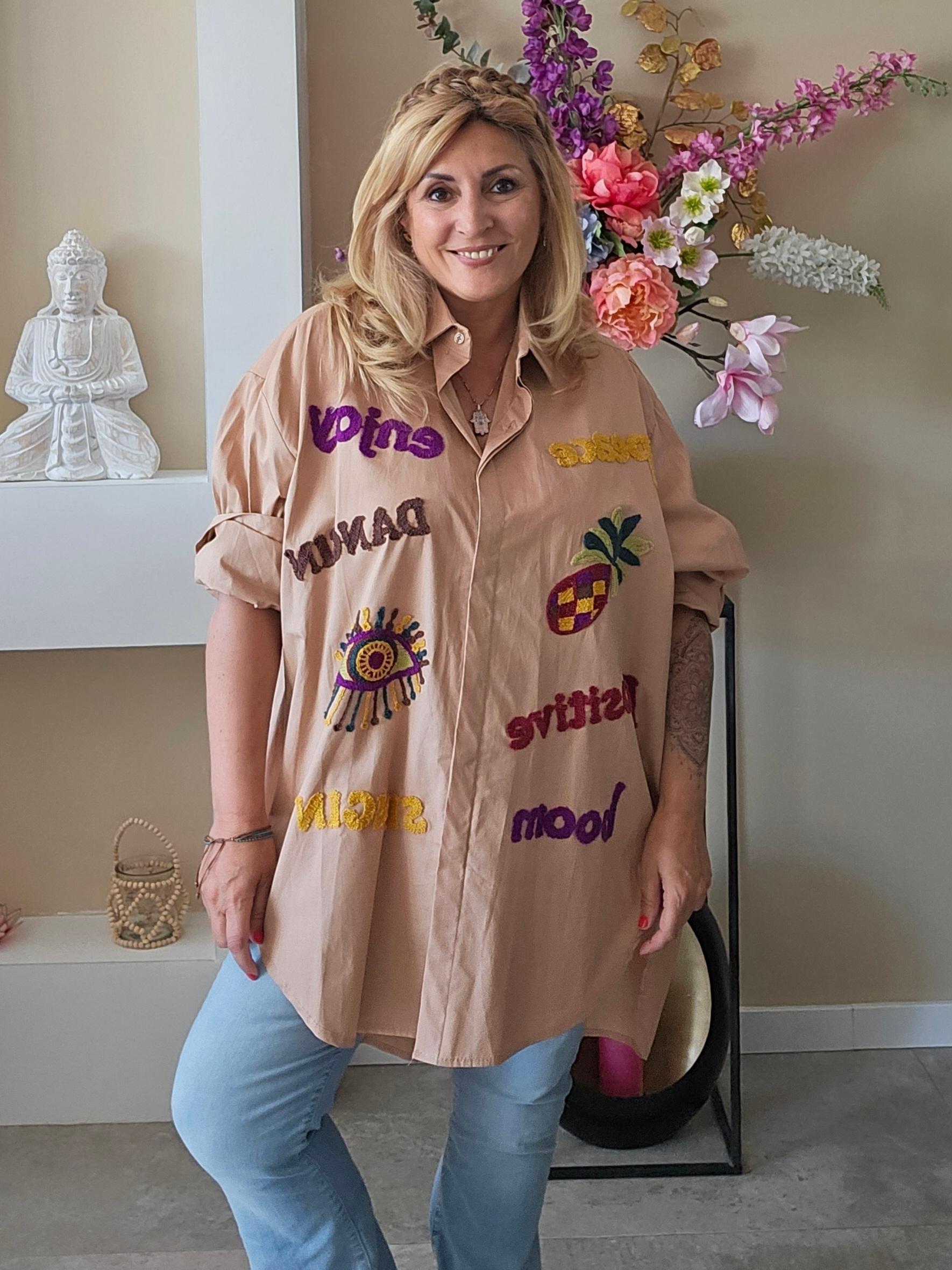 camel blouse lang voorkant