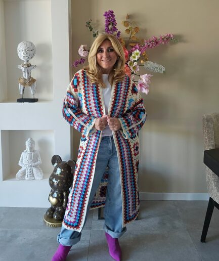 Crochet lange vest rood