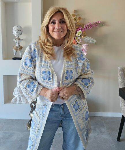 Mandy crochet vest blauw