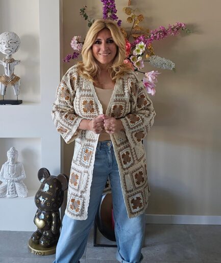 Mandy crochet vest bruin