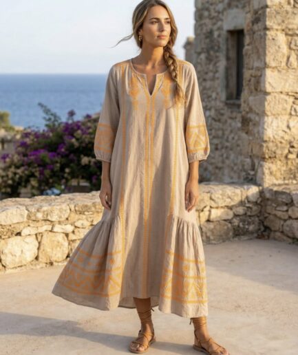 Sabrina boho lange jurk - beige