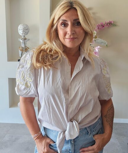 Emy blouse - beige met goud, maat L/XL