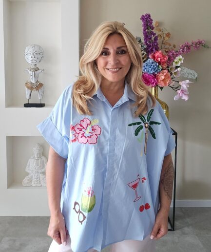 Palm blouse - blauw