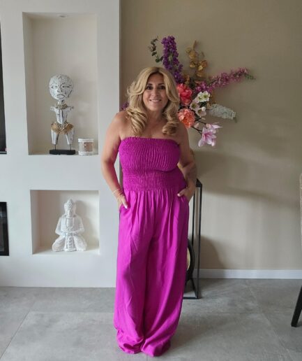 Strepless jumpsuit - fuchsia