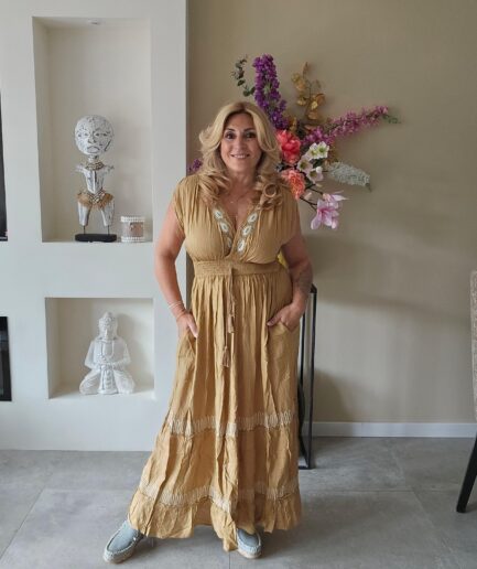 Susan lange boho jurk - camel