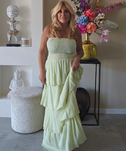 Teresa strapless jurk - zachtgeel