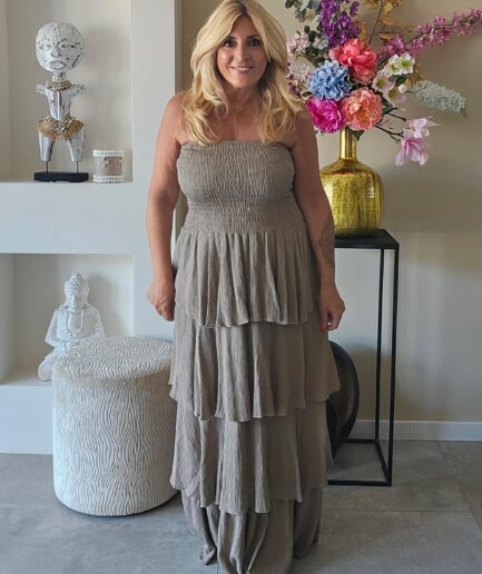 Teresa strapless jurk - taupe