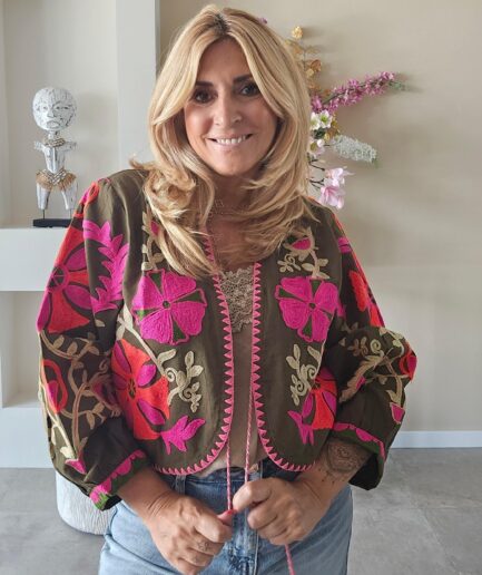 Bolero bruin met roze