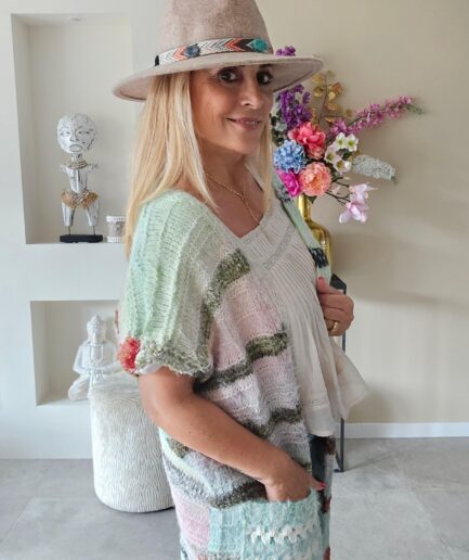 Gebreide Guapa lange gilet - mint